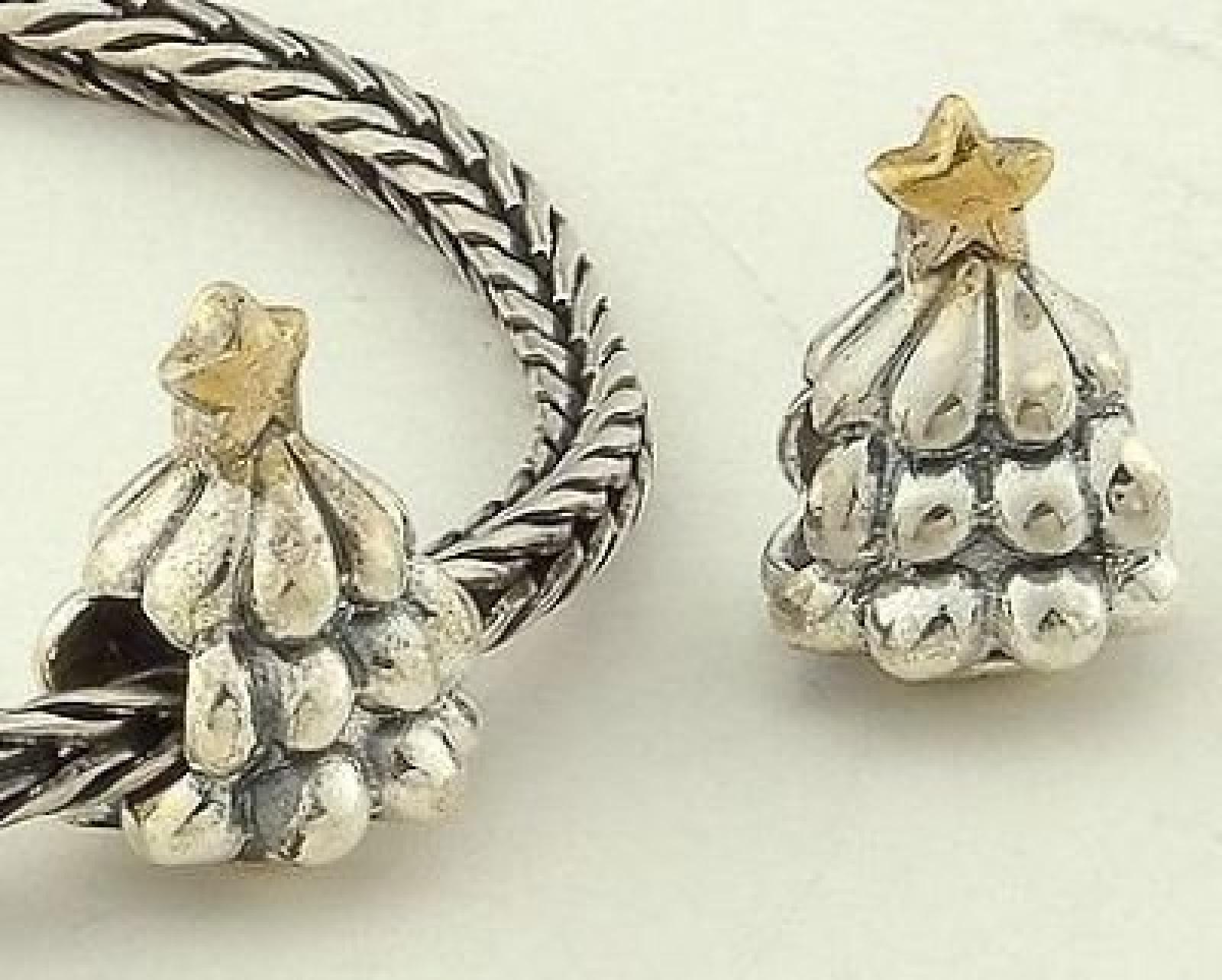 Andante-Stones Original Massiv 925 Silber Gold Bead "Weihnachtsbaum" Element Kugel für European Beads + Organzasäckchen Andante-Stones Original Massiv 925 Silber Gold Bead "Weihnachtsbaum" Element Kugel für European Beads + Organzasäckchen